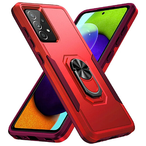 Coque en TPU antichoc avec béquille à anneau rotatif Rouge/rose pour votre Samsung Galaxy A72 4G/5G