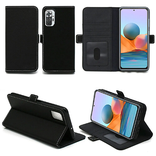 Xeptio Xiaomi Redmi Note 10 PRO 4G Housse portefeuille noire Protection à Rabat avec Porte Cartes - Etui Folio Coque Antichoc