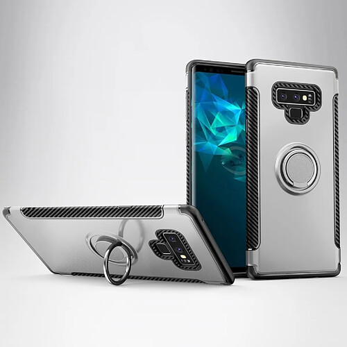 Wewoo Coque Étui de protection magnétique pour Galaxy Note 9, avec porte-bague de rotation à 360 degrés argent