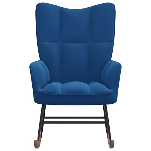 Maison Chic Chaise à bascule | Fauteuil Relax, design moderne Bleu Velours -GKD33582