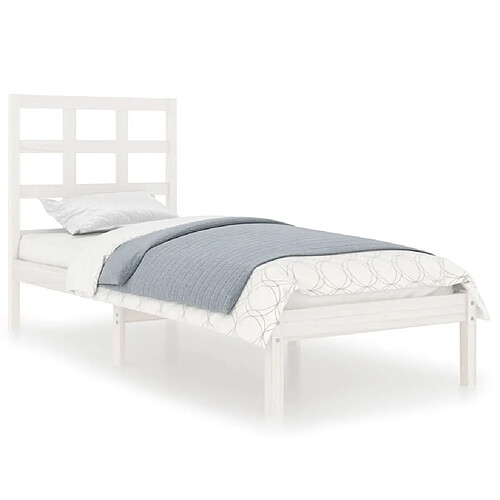 Maison Chic Lit Moderne Chambre - Cadre/structure de lit pour adulte Blanc Bois massif 90x190 cm Simple -MN76779