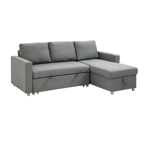 Homcom 839-230 Canapé Convertible 3 Places Bois d'Hévéa Méridienne Réversible Gris