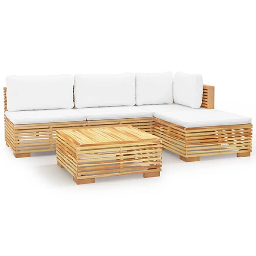 Maison Chic Salon de jardin 5 pcs + coussins - Mobilier/Meubles de jardin - Table et chaises d'extérieur Bois de teck solide -MN54935