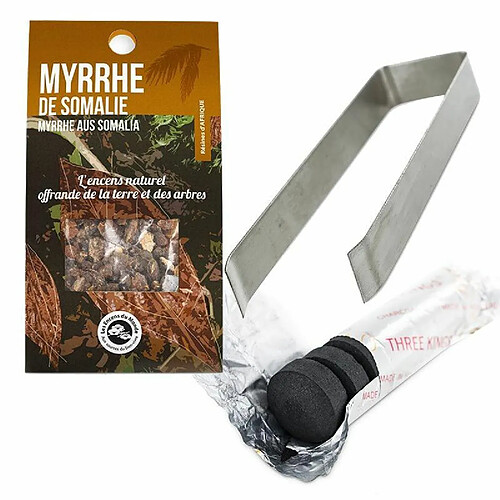 Encens Du Monde Résine de Myrrhe de Somalie à brûler + pince et rouleau de charbons