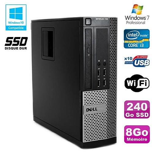 PC DELL Optiplex 790 SFF Intel core i3 3.3Ghz 8Go DDR3 240Go SSD WIFI Win 7 Pro · Occasion