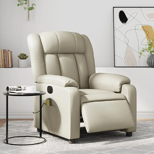 vidaXL Fauteuil de massage inclinable électrique crème similicuir