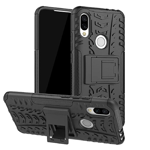 Wewoo Coque Renforcée Pneu Texture TPU + PC Housse de protection antichoc pour Xiaomi Redmi 7 avec support Noir