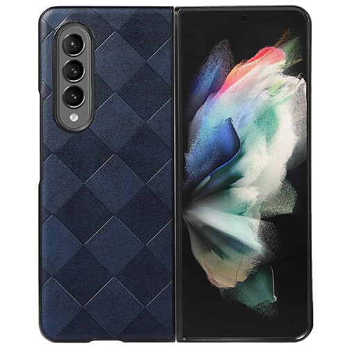 Coque en TPU + PU texture la grille bleu pour votre Samsung Galaxy Z Fold3 5G