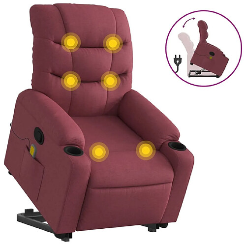 Maison Chic Fauteuil Relax pour salon, Fauteuil inclinable de massage Rouge bordeaux Tissu -GKD99825