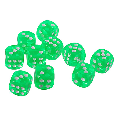 Lot De 10 Dés Acryliques à Six Faces D6 Pour Du0026D TRPG Party Board Game Toys Green