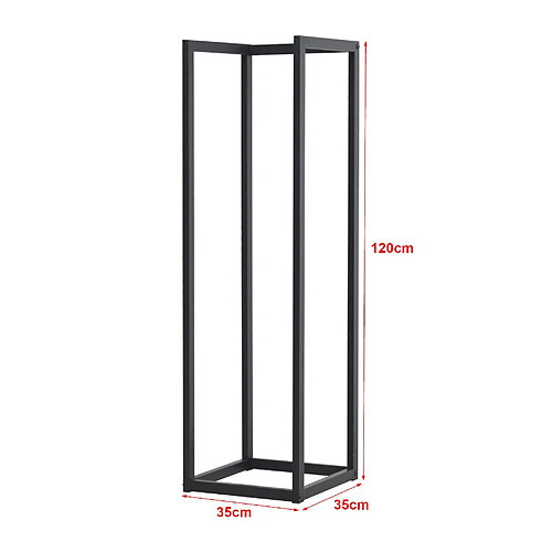 Helloshop26 Range-bûches pour usage intérieur extérieur porte-bûches design support rangement bois de chauffage en acier 35 x 35 x 120 cm noir 03_0006291