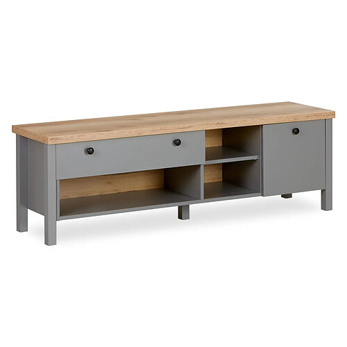 Homestyle4U Meuble TV en Bois Gris 146,5 cm