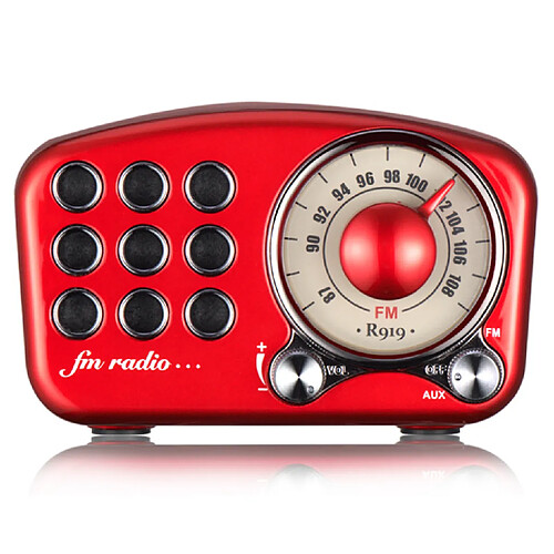 Chrono Enceinte Bluetooth rétro, radio-FM avec style ancien classique, amplification des basses, connexion Bluetooth 4.6,Rouge