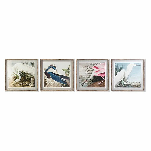 Cadre DKD Home Decor Oiseau Oriental (60 x 2,5 x 60 cm) (4 Unités)