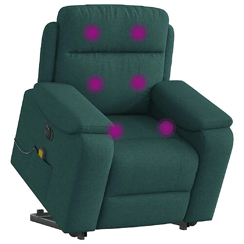 vidaXL Fauteuil inclinable de massage électrique Vert foncé Tissu