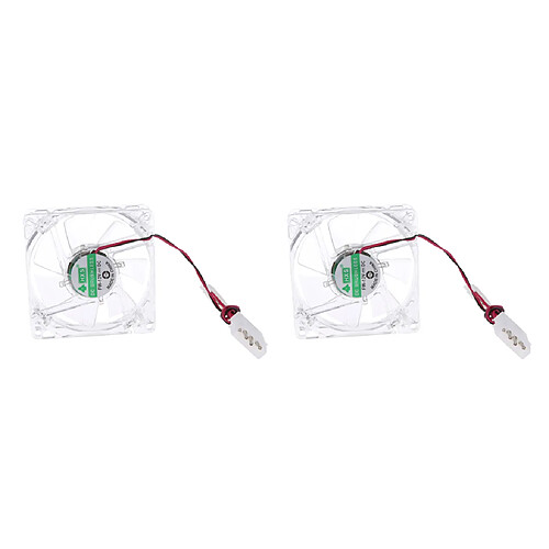 2 Pièces Ventilateur avec LED Boîtier de l'Ordinateur Refroidisseur de CPU Bruit Faible - 80x80x25 mm