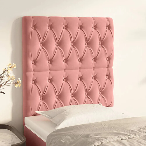 vidaXL Têtes de lit 2 pcs Rose 80x7x78/88 cm Velours