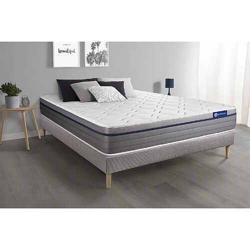 ACTISOM Ensemble matelas Mémoire de forme ACTIMEMO ZEN 180x200 Maxi épaisseur 7zones de confort + sommier KIT gris