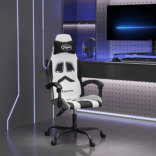 vidaXL Chaise de jeu Blanc et noir Similicuir