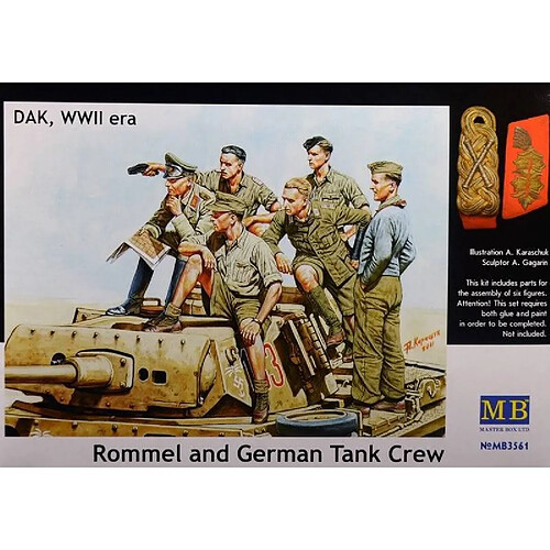 Master Box Figurine Mignature Rommel And German Tank Crew (dak, 1941-1943)