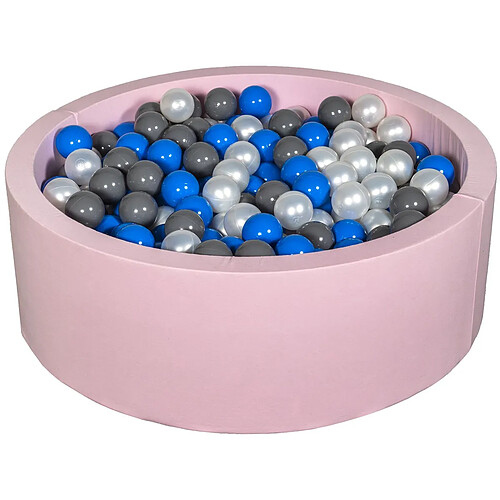 Velinda Piscine à balles Aire de jeu + 450 balles rose perle, bleu, gris