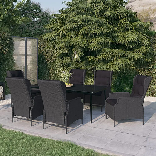 vidaXL Ensemble de salle à manger de jardin 7 pcs Gris foncé