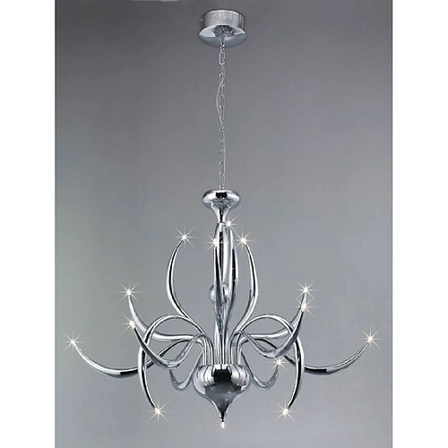 Luminaire Center Suspension Llamas 15 Ampoules chrome poli