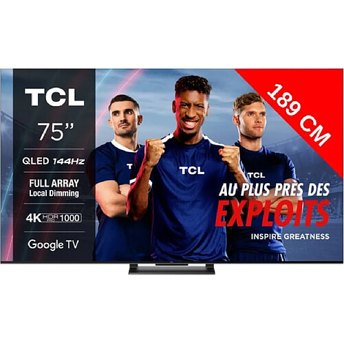 TCL TV QLED 4K 189 cm TV 4K QLED 75C749 144Hz Google TV