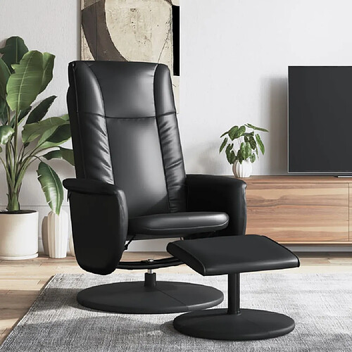 vidaXL Fauteuil inclinable avec repose-pied noir similicuir