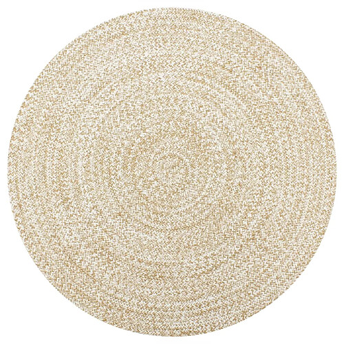 Decoshop26 Tapis fait à la main Jute Blanc et naturel 150 cm DEC023519