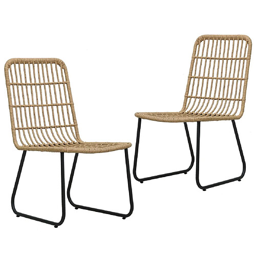 vidaXL Chaises de jardin lot de 2 Résine tressée Chêne