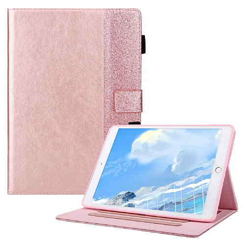 Etui en PU Paillettes Brillant avec support et porte-carte or rose pour votre Apple iPad 10.2 (2019)/iPad Pro 10.5 pouces (2017)/iPad Air 10.5 pouces (2019)