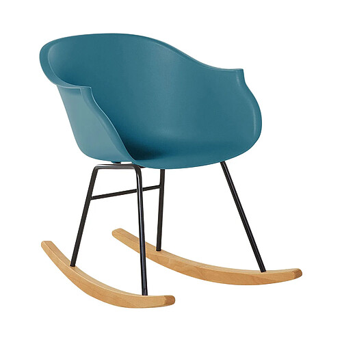 Beliani Fauteuil à bascule HARMONY Matière synthétique Bleu paon