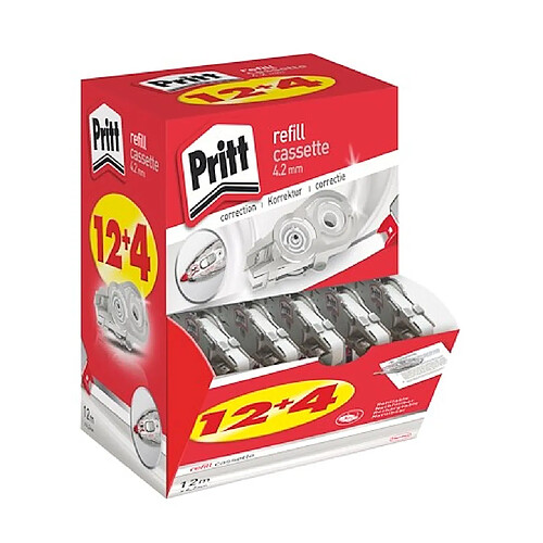 Pack de 12 + 4 recharges pour correcteurs à sec rechargeables Flex Roller Pritt largeur 4,2 mm - longueur 12 m