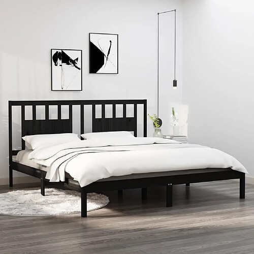 vidaXL Cadre de lit sans matelas noir bois massif