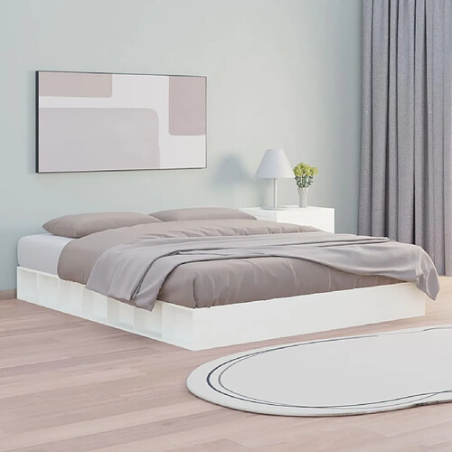 vidaXL Cadre de lit sans matelas blanc 160x200 cm bois massif