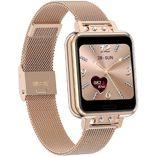 Chrono Montre Connectée pour Femmes avec IP68 Etanche Moniteur de fréquence Cardiaque pour Android iOS-Or