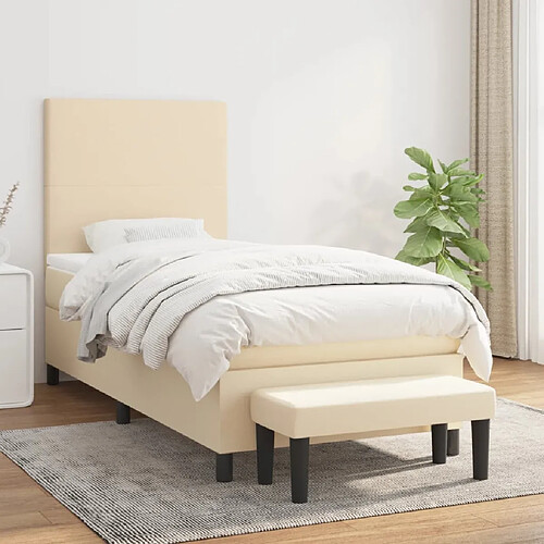 vidaXL Sommier à lattes de lit avec matelas Crème 80x200 cm Tissu