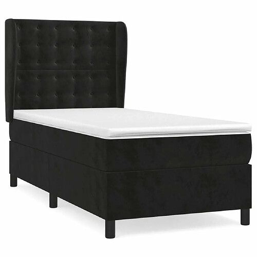 Maison Chic Lit adulte- Lit + matelas,Sommier à lattes de lit avec matelas Noir 90x190 cm Velours -GKD99580