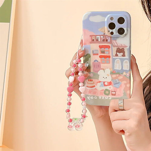 GUPBOO Étui pour iPhone12 été pelouse lapin fille étui pour téléphone portable bracelet femmes