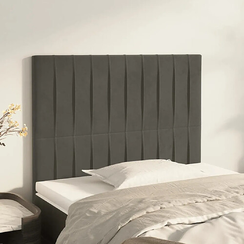 vidaXL Têtes de lit 2 pcs Gris foncé 80x5x78/88 cm Velours