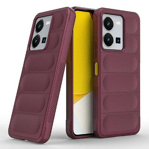 Htdmobiles Coque pour Vivo Y22 / Y22s / Y35 - housse etui silicone gel fine + verre trempe - ROUGE BORDEAUX