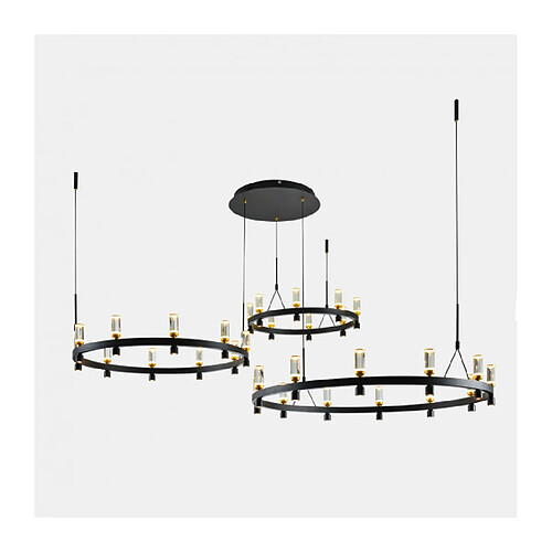 Luminaire Center Suspension en métal Almelo Noir, doré