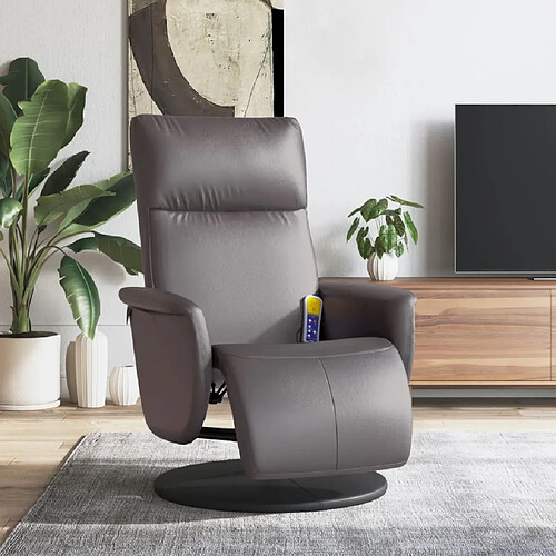 vidaXL Fauteuil inclinable de massage repose-pieds gris similicuir