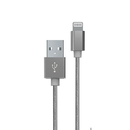 My Way Myway Câble Lightning vers USB en Nylon Tressé Charge 12W et Synchronisation 1m Gris