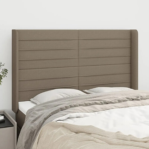 vidaXL Tête de lit avec oreilles Taupe 147x16x118/128 cm Tissu