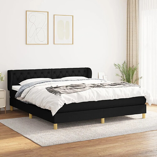 vidaXL Sommier à lattes de lit avec matelas Noir 160x200 cm Tissu