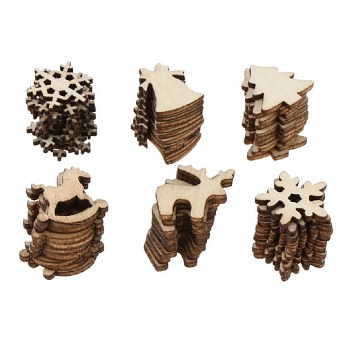 Assortiment De 60 Pièces En Bois Découpées Craft Embellissement De Décor De Noël