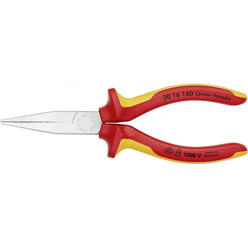 Knipex 30 16 160 Pince à becs longs chromée isolées par gaines bi-matière/certifiées VDE 160 mm