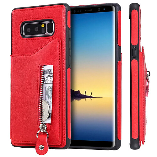 Wewoo Housse Coque Pour Galaxy Note 8 étui de protection antichoc à double boucle de couleur unie solide rouge